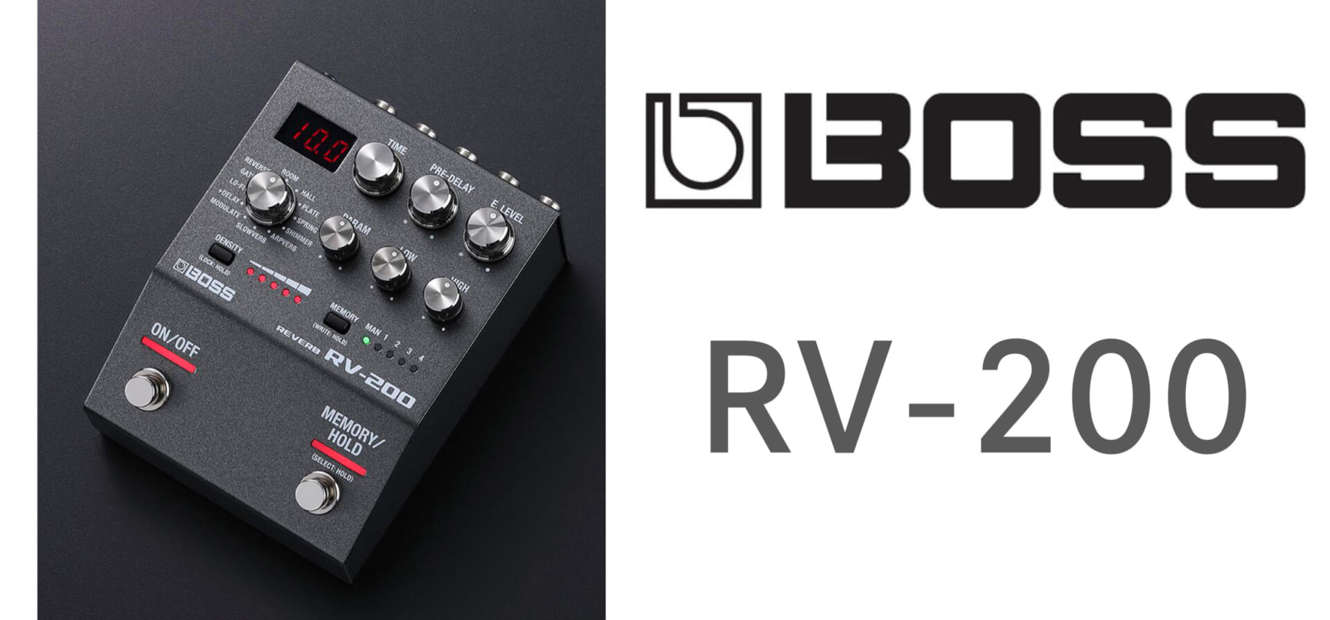 【動画あり】BOSSより、洗練されたデザインにクラス最高峰の音質を備えたリバーブRV-200登場