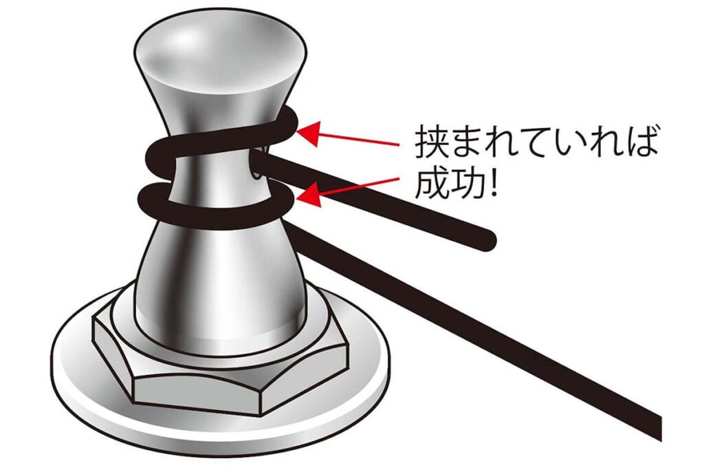 3. 3周程度巻いて、弦がピンと張れていればOK！