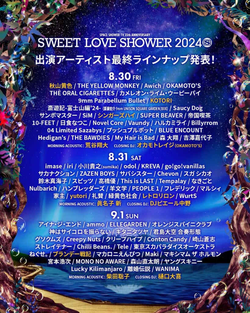 “SWEET LOVE SHOWER 2024”最終ラインナップ発表！