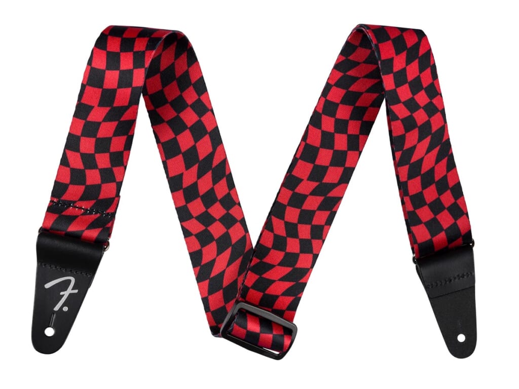 Wavy Checkerboard Polyester Strap／Red