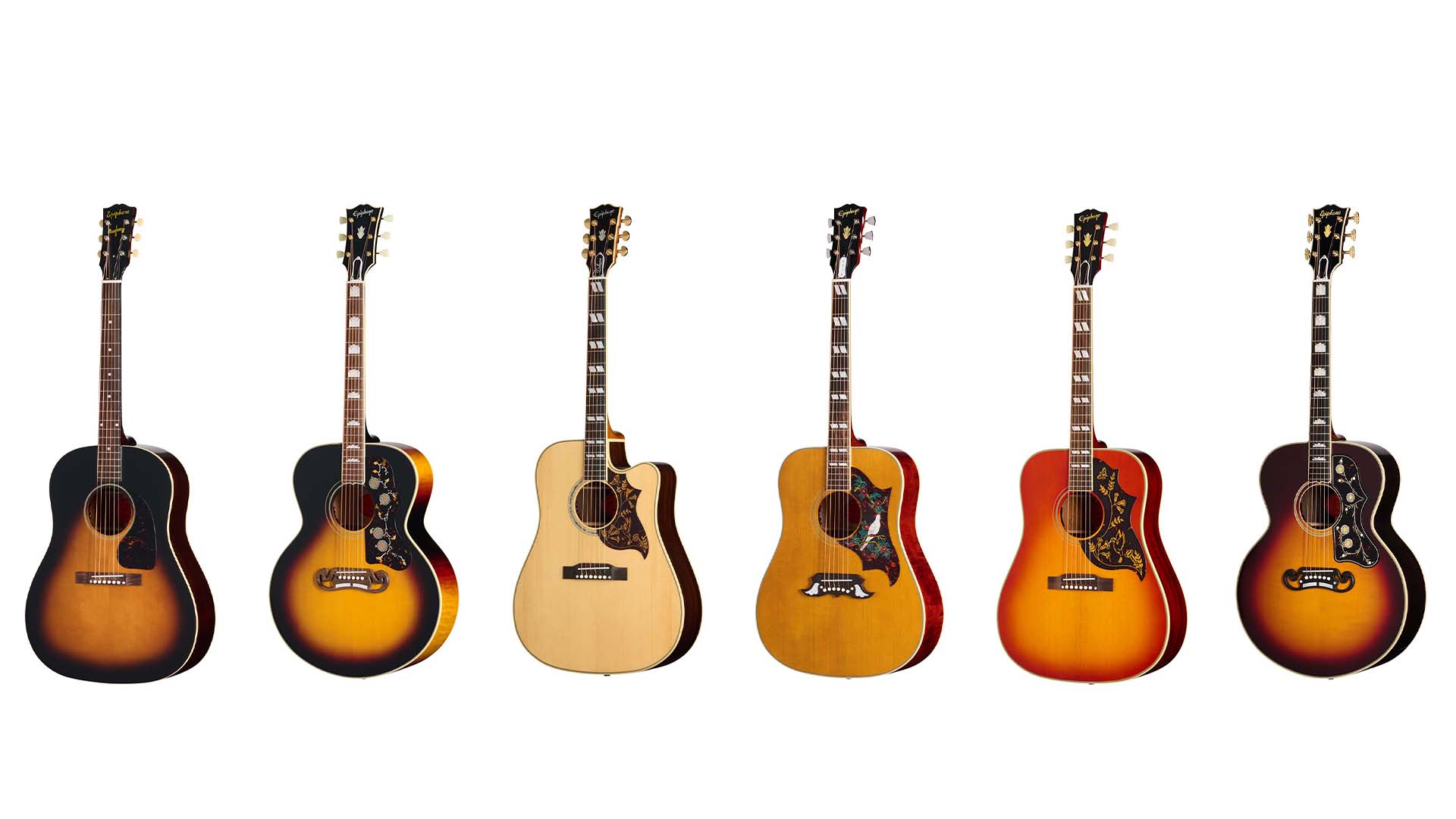 エピフォンの“Inspired By Gibson Custom”にJ-45やSJ-200のリイシュー・モデルなど6種が追加