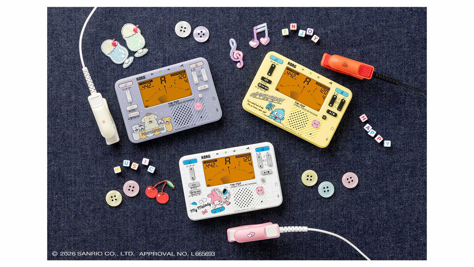 コルグよりサンリオ・キャラクターとのコラボ・チューナー&メトロノームTM -70Cが3種お目見え！